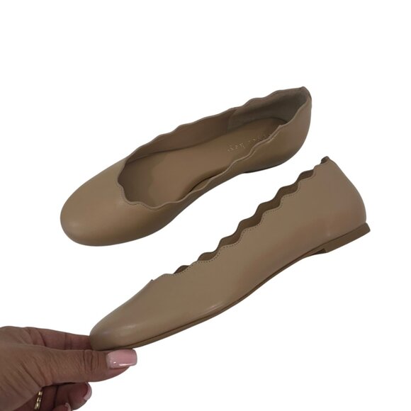 Copper Key Womens Beige Scalloped Leather Ballet Flats Size 8 Comfort Slip On - Picture 7 of 16